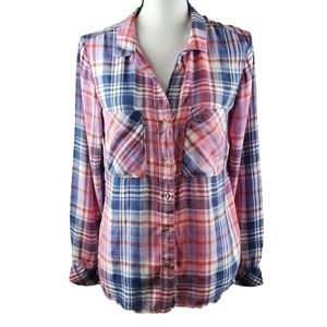 Anthropogie Cloth & Stone Plaid Caffrey Casual Button Down Shirt XS